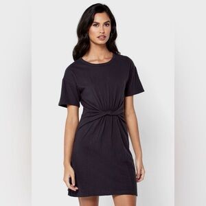 Aerie Black Front Twist Short Sleeve Tshirt Dress